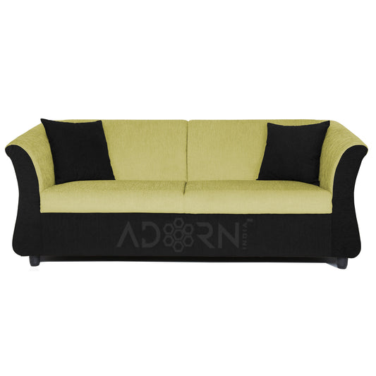 Adorn India Acura 3 Seater Sofa (Green & Black)