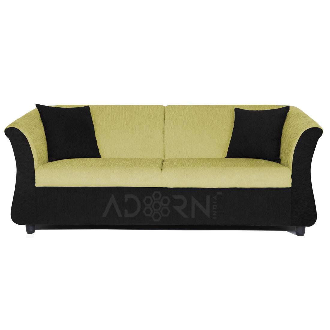 Adorn India Acura 3 Seater Sofa(Green & Black)