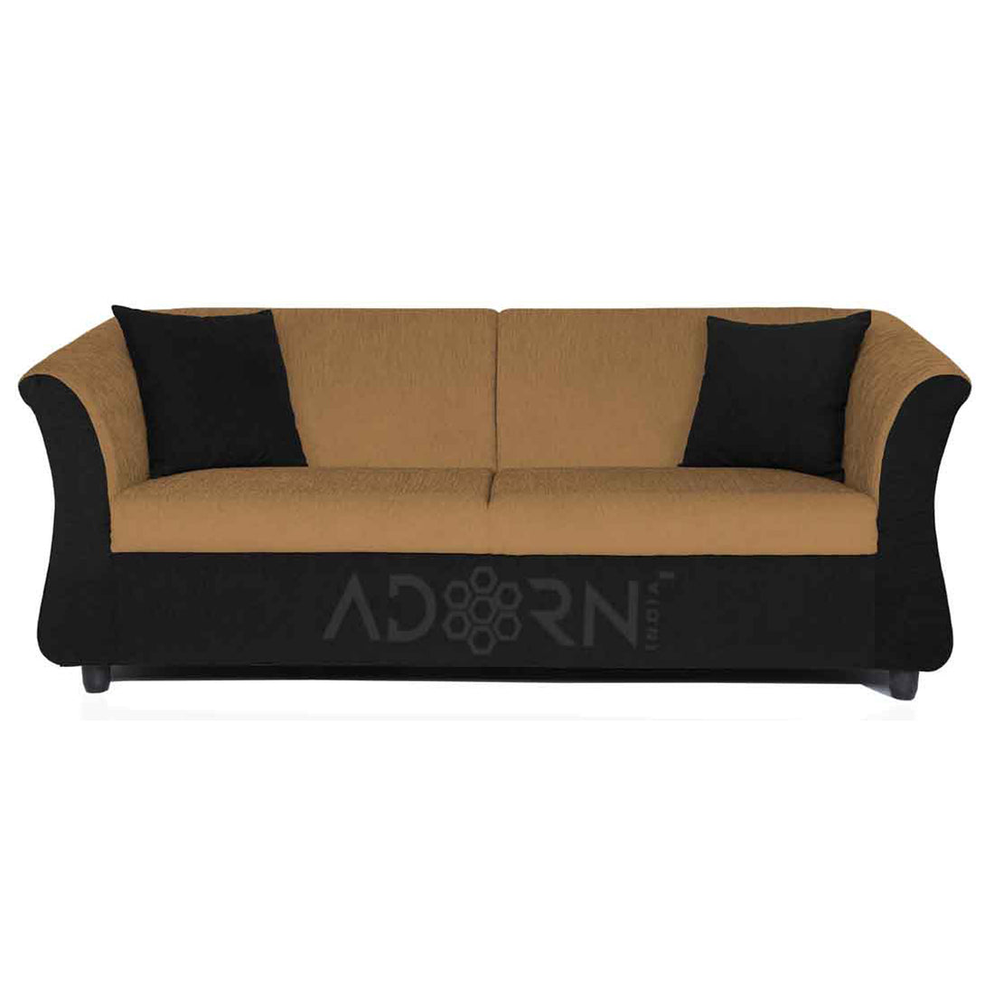 Adorn India Acura 3 Seater Sofa(Camel & Black)