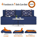 Adorn India Easy Three Seater Sofa Cum Bed Floral '6 x 6' (Fabric, Blue)
