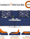 Adorn India Easy Three Seater Sofa Cum Bed Floral '6 x 6' (Blue)