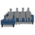 Adorn India Martin L Shape 4 Seater Left Hand Side Sofa Set Plain (Blue) (3 Year Warranty)