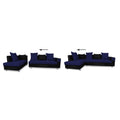 Adillac 5 Seater Corner Sofa(Left Side Handle)(Dark Blue & Black), Wood, Foam