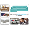 Adorn India Alexander L Shape 7 Seater Sofa Set with Ottoman Puffy LHS(Aqua Blue) (3 Year Warranty)