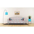 Adorn India Roselyn Digital Print 3+2 5 Seater Sofa Set (Blue)