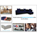 Adorn India Adillac 5 Seater Corner Sofa(Right Side)(Navy Blue & Black), Wood, Foam