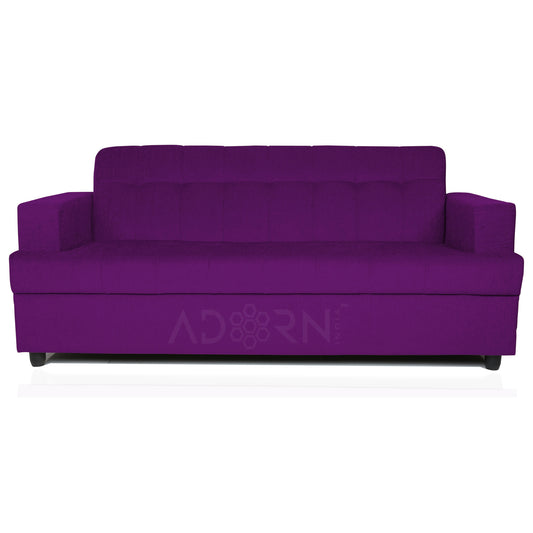 Adorn India Aleena 3 Seater Sofa(Dark Purple)