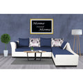 Adorn India Aliana L Shape Leatherette Fabric 6 Seater Sofa (Blue & White)