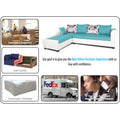 Adorn India Aliana L Shape Leatherette Fabric 6 Seater Sofa Set LHS (Aqua Blue & White) (3 Year Warranty)