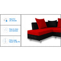 Adorn India Adillac 5 Seater Corner Sofa(Left Side Handle)(Red) d & Black)