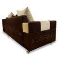 Adorn India Adillac 5 Seater Corner Sofa(Right Side)(Brown & Beige), Wood, Foam