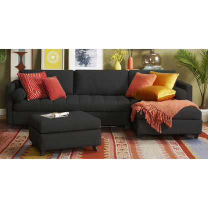 Adorn India Alexander L Shape 6 Seater Sofa (Right Side Handle)(Black)