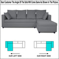 Zink Straight line L Shape 6 Seater Sofa with Plain Cushion (Grey)