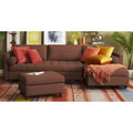 Adorn India Alexander L Shape 7 Seater Sofa Set with Ottoman Puffy RHS (Brown) (3 Year Warranty)