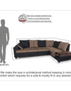 Adorn India Orlando Fabric  L Shape 6 seater Sofa  set (Black & Camel)