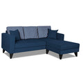 Adorn India Hector Stripes L Shape 4 Seater Sofa Set (Right Hand Side, Blue) Martin Plus (3 Year Warranty)