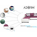 Adorn India Aliana L Shape Leatherette Fabric 6 Seater Sofa Set LHS (Dark Purple & White) (3 Year Warranty)