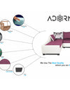 Adorn India Aliana L Shape Leatherette Fabric 6 Seater Sofa (Left Side Handle)(Dark Purple & White)