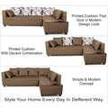 Adorn India Mclain L Shape 6 Seater Sofa (Camel)