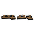 Adillac 5 Seater Corner Sofa(Camel & Black), Wood, Foam
