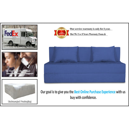 Adorn India Easy Three Seater Sofa Cum Bed Alyn 6'x 6' (Dark Blue)
