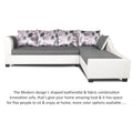 Adorn India Aliana L Shape Leatherette Fabric Sectional 6 Seater Sofa Set RHS (Light Grey and White) (3 Year Warranty)