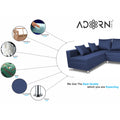Straight Line L Shape Sofa (Left Side Handle) (Blue)