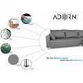 Straight line L Shape Sofa (Light Grey)