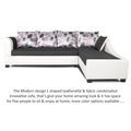 Adorn India Aliana L Shape Leatherette Fabric 6 Seater Sofa Set RHS (Dark Grey & White) (3 Year Warranty)