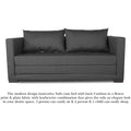 Adorn India Straight line 3 Seater Sofa Cum Bed (Dark Grey), Wood, Foam
