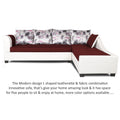 Adorn India Aliana L Shape Leatherette Fabric 6 Seater Sofa Set RHS (Maroon & White) (3 Year Warranty)