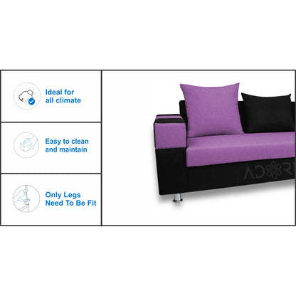 Adorn India Adillac 6 Seater Corner Sofa(Right Side)(Light Purple & Black)