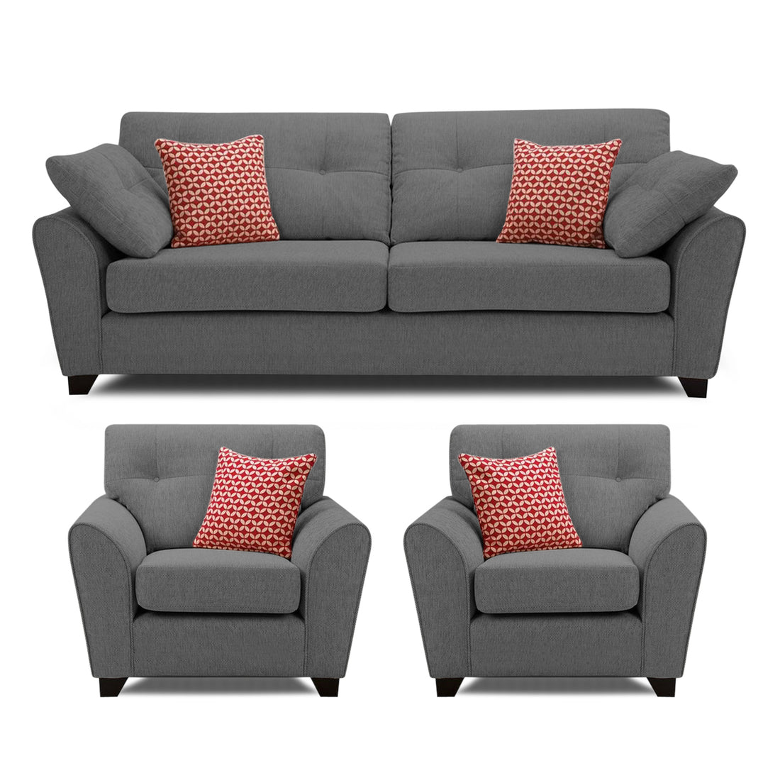 Adorn India Moris 5 Seater 3+1+1 Sofa Set (Grey) (3 Year Warranty)