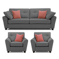 Adorn India Moris 5 Seater 3+1+1 Sofa Set (Grey) (3 Year Warranty)