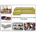 Adorn India Alexander L Shape 7 Seater Sofa Set with Ottoman Puffy LHS (Green) (3 Year Warranty)