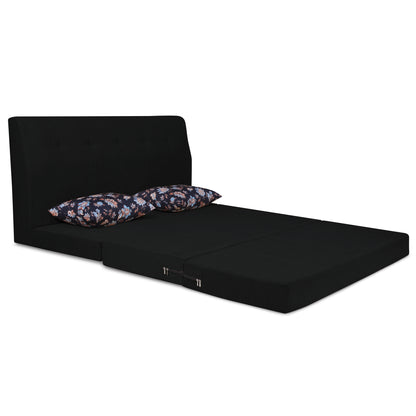 Adorn India Easy Highback Three Seater Sofa Cum Bed Floral 5' x 6' (Black)