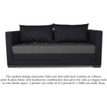 3 Seater Sofa Cum Bed Exclusive Two Tone Straight Line (Dark Grey & Black), Wood, Foam