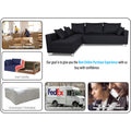 Straight Line L Shape 5 Seater Sofa Set (Left Side Handle) (Black)