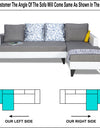 Adorn India Ashley L Shape Digitel Print Leatherette Fabric Sofa Set 8 Seater with 2 Ottoman Puffy & Center Table (Right Side) (Grey)
