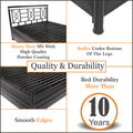 Adorn India Metal Box Spring Queen Bed with Storage-(Matte_Black)