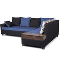 Orlando Fabric L Shape Sofa (Black & Blue)
