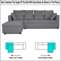 Zink Straight line L Shape 6 Seater Sofa Plain Cushion (Left Side Handle)(Grey)