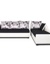 Adorn India Aliana L Shape Leatherette Fabric 6 Seater Sofa (Black & White)