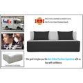 Adorn India Easy 4 Seater Sofa Cum Bed (2 Years Warrenty Quality Foam)-Perfect for Seat & Sleep Washeble Polyster Fabric Cover (Black & Grey) 6'x6'.Pillows Free (1 Year Warranty)
