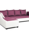 Adorn India Aliana L Shape Leatherette Fabric 6 Seater Sofa (Left Side Handle)(Dark Purple & White)