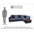 Adorn India Orlando Fabric L Shape Sofa (Black & Dark Grey)