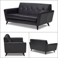 Adorn India Exclusive Alexus Leaterette 3+2 Sofa Set (Black)