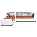 Adorn India Aliana L Shape Leatherette Fabric 6 Seater Sofa Set LHS (Rust & White) (3 Year Warranty)