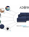 Adorn India Alexander L Shape Sofa (Left Side Handle)(Dark Blue)