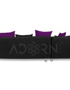 Adorn India Adillac 5 Seater Corner Sofa(Left Side Handle)(Dark Purple & Black)